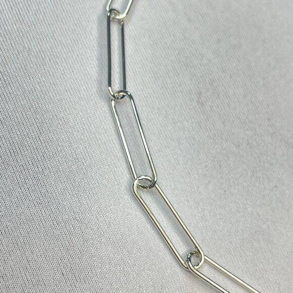 ~ Marlyn Schiff Pave Link Necklace 16-18" Silvertone / Cubic Zirconia - Picture 11 of 15